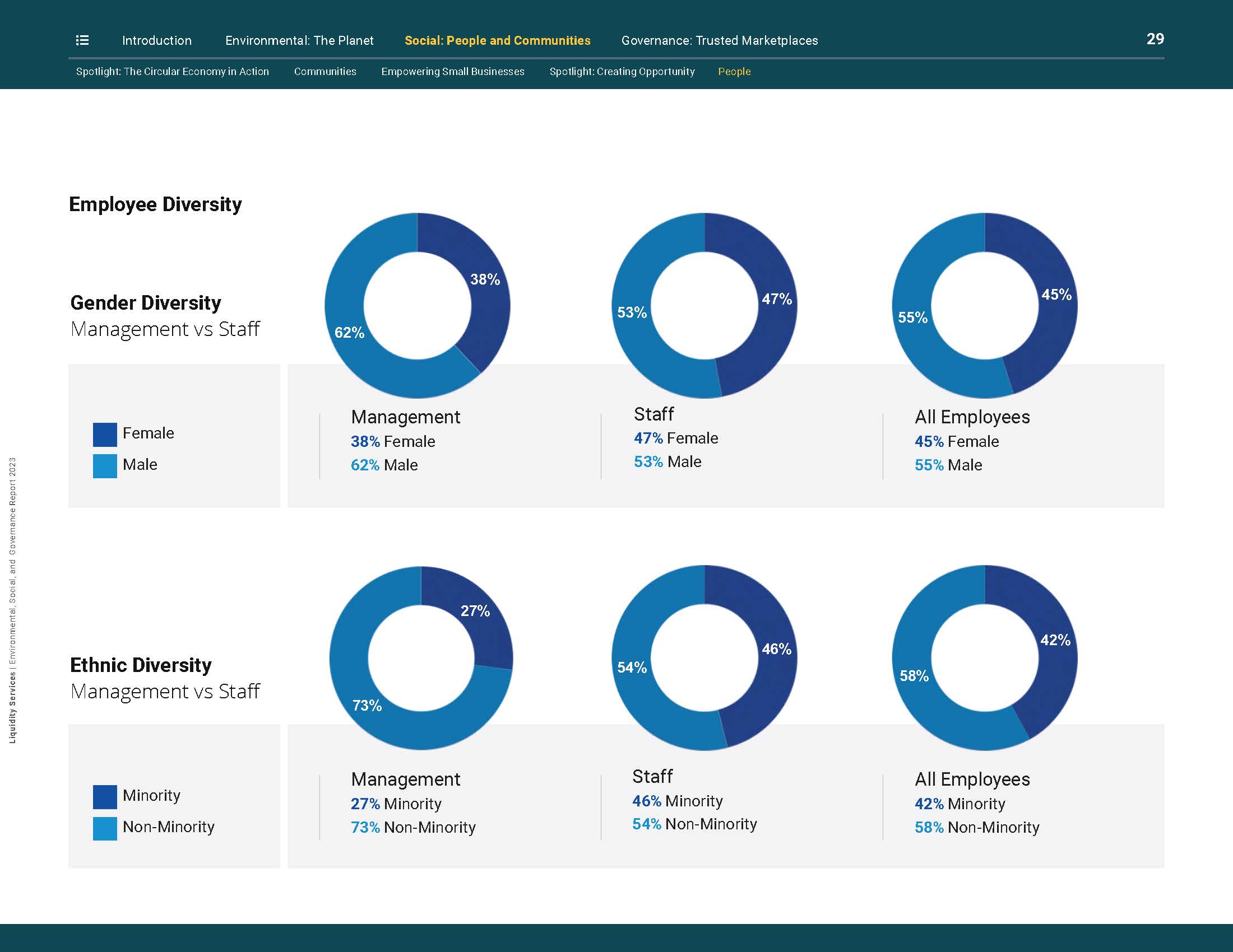 ESG report, diversity data visualization