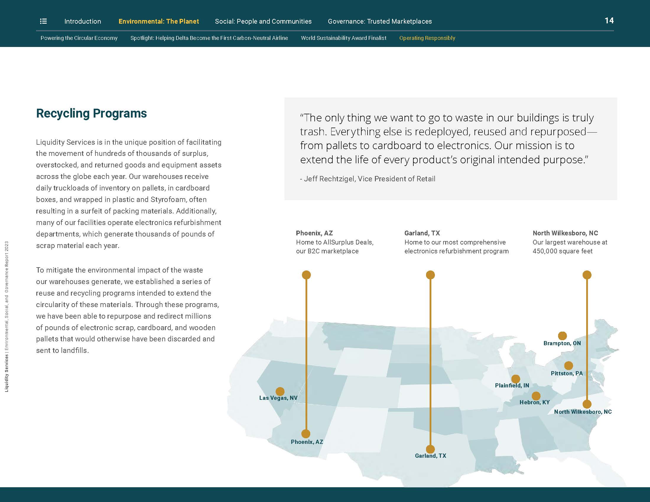 ESG report, warehouse map infographic