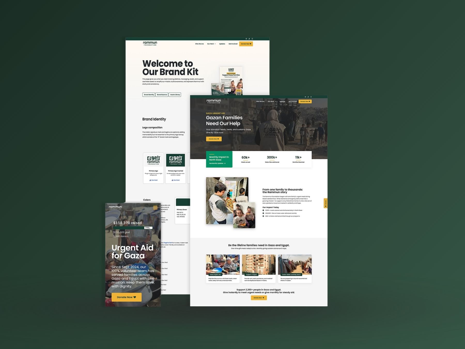 Brand kit, donation and campaign pages