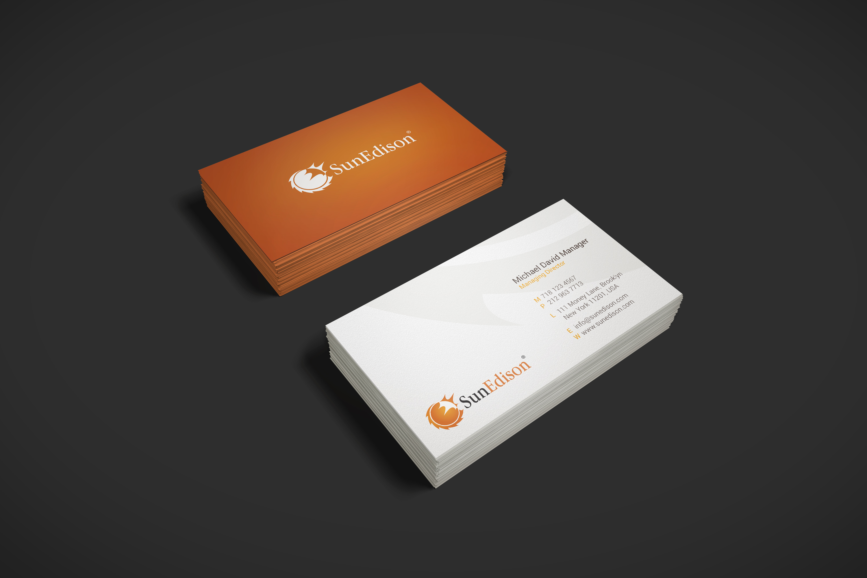 SunEdison, business card system